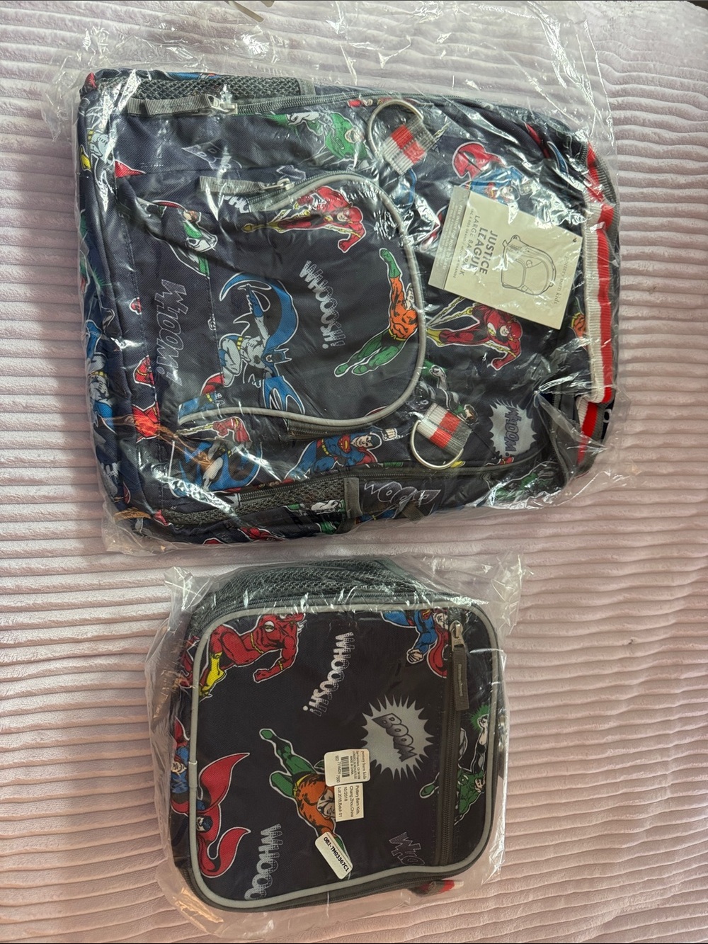 NWT Pottery Barn Kids Navy Superhero Large Backpack and Lunch Box Set